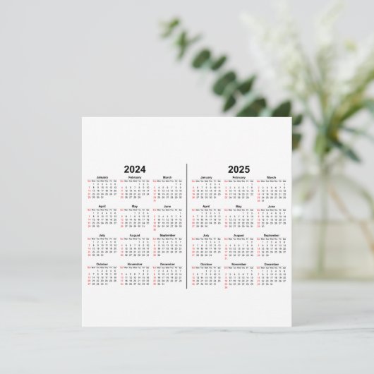 2024 2025 Kalender 2 jaar zwart wit  (Staand voorkant)