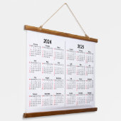 2024 2025 Kalender 2 jaar zwart wit Hangend Wandkleed (Gebogen)