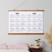 2024 2025 Kalender 2 jaar zwart wit Hangend Wandkleed (Slaapkamer)