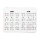 2024 2025 Kalender 2 jaar zwart wit Magneet (Horizontaal)