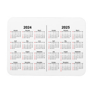 2024 2025 Kalender 2 jaar zwart wit Magneet