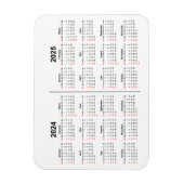 2024 2025 Kalender 2 jaar zwart wit Magneet (Verticaal)