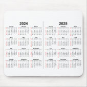 2024 2025 Kalender 2 jaar zwart wit Muismat (Voorkant)