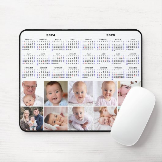 2024 - 2025 Kalender Aangepaste 8 Foto US Feestdag Muismat (Met muis)