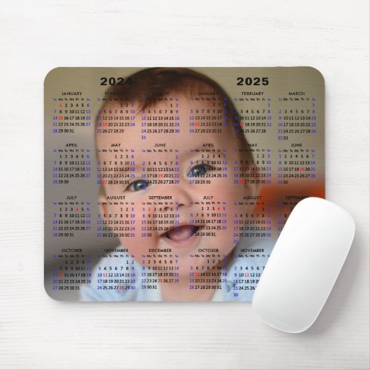 2024 - 2025 Kalender Aangepaste Volledige Foto US  Muismat (Met muis)