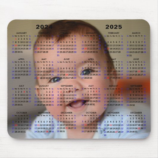 2024 - 2025 Kalender Aangepaste Volledige Foto US  Muismat (Voorkant)