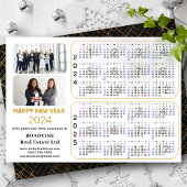2024 2025 Kalender Bedrijf Modern Goud Glitter Feestdagenkaart