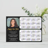 2024 2025 Kalender Business Modern Zwart Goud Feestdagenkaart (Staand voorkant)