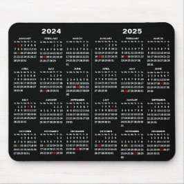 2024 - 2025 Kalender Eenvoudig zwart met Amerikaan Muismat