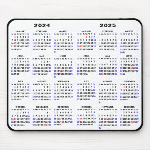 2024 - 2025 Kalender Eenvoudig zwart met Amerikaan Muismat