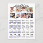 2024 2025 Kalender Fotocollage Zwart Minimalist Feestdagenkaart (Voorkant)