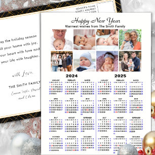 2024 2025 Kalender Fotocollage Zwart Minimalist Feestdagenkaart