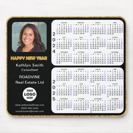 2024 - 2025 Kalender Gold Script Corporate Photo Muismat (Voorkant)