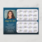 2024 2025 Kalender Modern Goud Blauw Zakelijke Fot Feestdagenkaart (Voorkant)