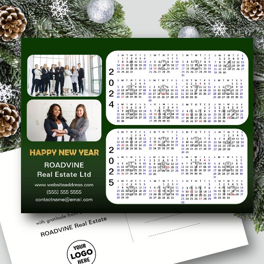 2024 2025 Kalender Modern Groen Corporate 2 Foto Feestdagenkaart
