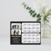 2024 2025 Kalender Modern Zwart Corporate 2 Foto Feestdagenkaart (Staand voorkant)