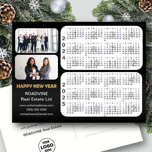 2024 2025 Kalender Modern Zwart Corporate 2 Foto Feestdagenkaart