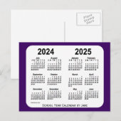 2024-2025 Paarse schoolagenda van Janz Briefkaart (Voorkant / Achterkant)