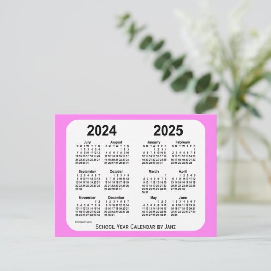 2024-2025 Schooljaar Violet Mini door Janz Briefkaart (Staand voorkant)