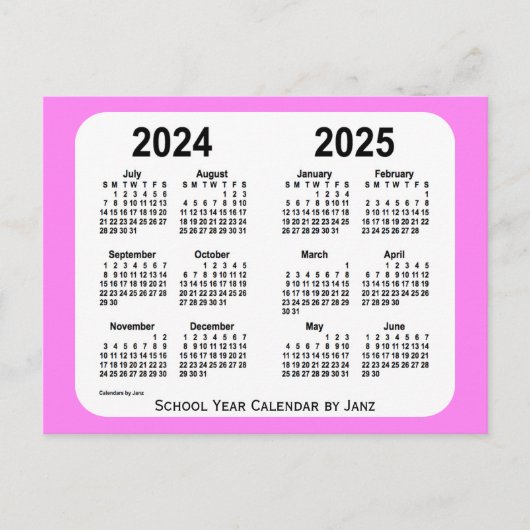 2024-2025 Schoolkalender Violet Mini door Janz Briefkaart (Voorkant)