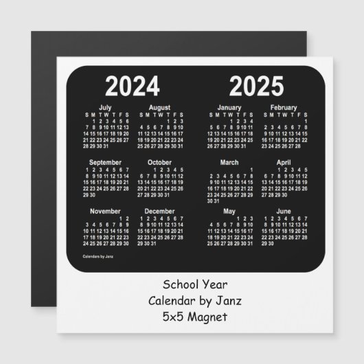 2024-2025 Schoolkalender voor zwart-wit door Janz (Voorkant / Achterkant)