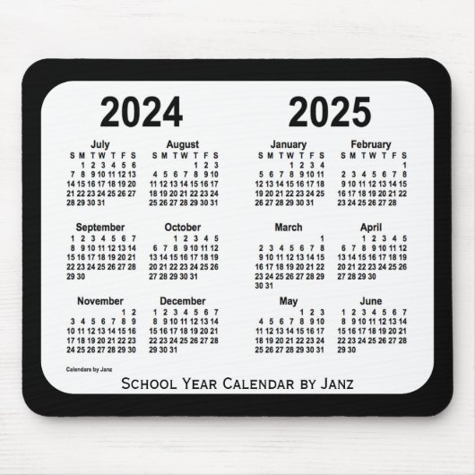 2024-2025 Schoolkalender voor zwart-wit door Janz Muismat (Voorkant)