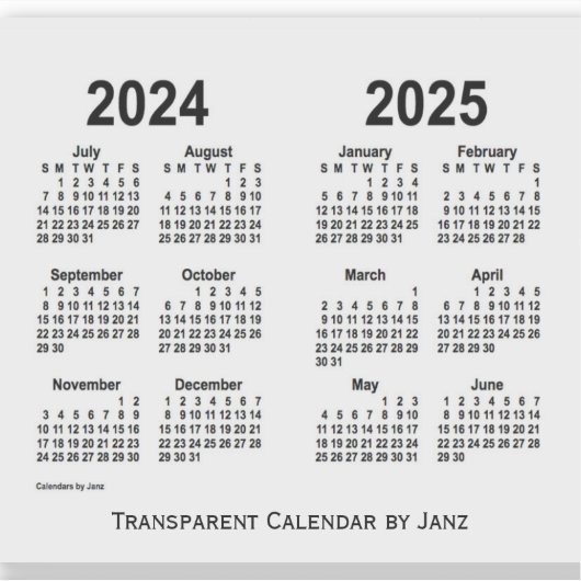2024-2025 Transparante agenda van Janz Sticker (Voorkant)