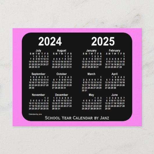 2024-2025 Violet Neon Mini School Agenda van Janz Briefkaart (Voorkant)