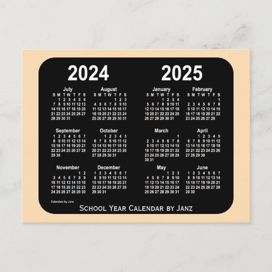 2024-2025 Wheat Neon Mini School Calendar van Janz Briefkaart (Voorkant)