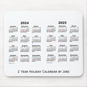 2024-2025 White 2 Year Holiday Calendar door Janz Muismat
