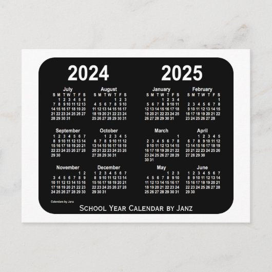 2024-2025 White Neon School Calendar van Janz Briefkaart (Voorkant)