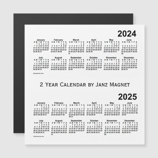 2024-2025 Witte 2 jaar Kalender door Janz Magnet (Voorkant / Achterkant)
