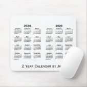 2024-2025 Witte kalender 2 jaar door Janz Mousepad Muismat (Met muis)
