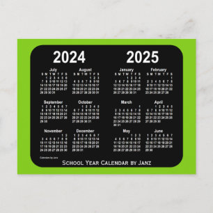 2024-2025 Yellowgreen Neon School Calendar van Jan Briefkaart