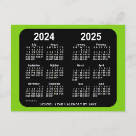 2024-2025 Yellowgreen Neon School Calendar van Jan Briefkaart