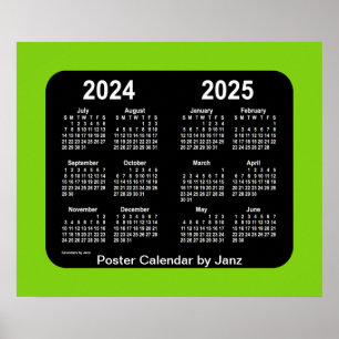 2024-2025 Yellowgreen Neon School Calendar van Jan Poster