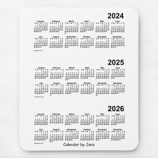 2024-2026 White 3 Year Agenda van Janz Muismat (Voorkant)
