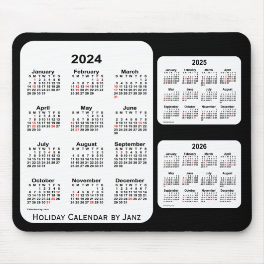 2024-2026 Zwarte 3-jarige feestagenda van Janz Muismat (Voorkant)