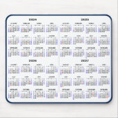 2024 - 2027 4 Jaar Kalender Eenvoudig Blauw US Vak Muismat (Voorkant)