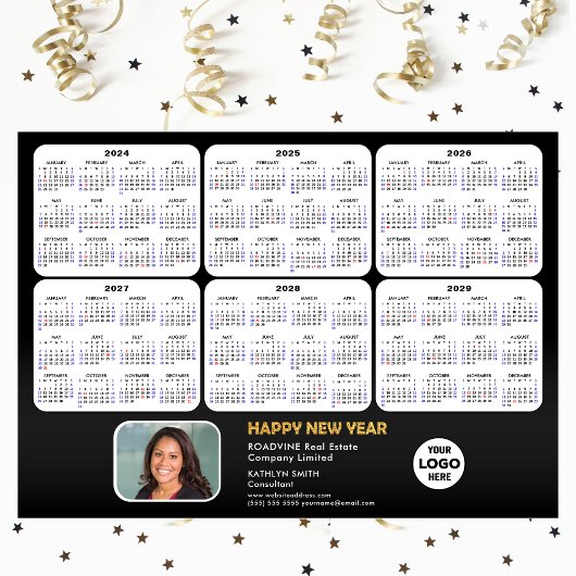 2024 - 2029 Calendar Business Photo Black Magnetic