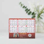 2024 - 2029 Kalender Modern Rood Glitter Corporate Feestdagenkaart (Staand voorkant)