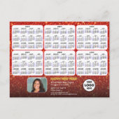2024 - 2029 Kalender Modern Rood Glitter Corporate Feestdagenkaart (Voorkant)