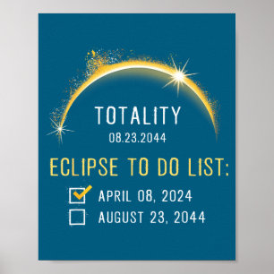 2024 2044 Totale Zonsverduistering Checklist Total Poster