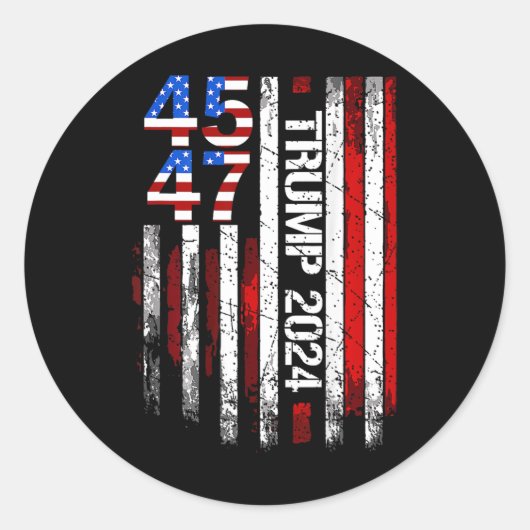 2024 45 47  Amerikaanse vlag Retro 4547 Ronde Sticker (Voorkant)