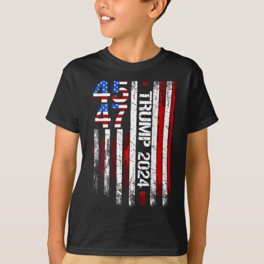 2024 45 47 Amerikaanse vlag Retro 4547 T-shirt (Voorkant)