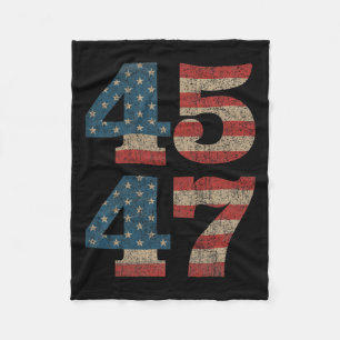 2024 45 47  Amerikaanse Vlag Retro 4547 Trump Fleece Deken