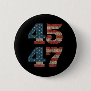 2024 45 47  Amerikaanse Vlag Retro 4547 Trump Ronde Button 5,7 Cm