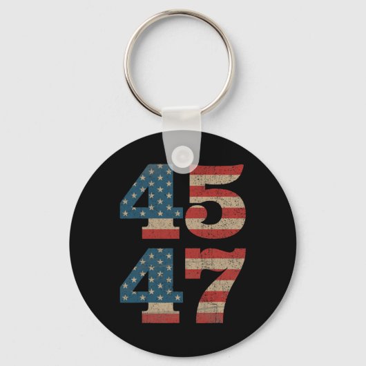 2024 45 47  Amerikaanse Vlag Retro 4547 Trump Sleutelhanger (Voorkant)