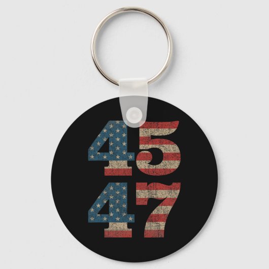 2024 45 47  Amerikaanse Vlag Retro 4547 Trump Sleutelhanger (Voorkant)