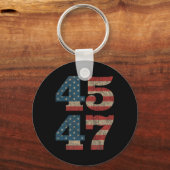 2024 45 47  Amerikaanse Vlag Retro 4547 Trump Sleutelhanger (Voorkant)